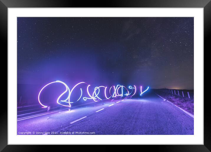 Light Painting on the Road  Framed Mounted Print by Jonny Gios