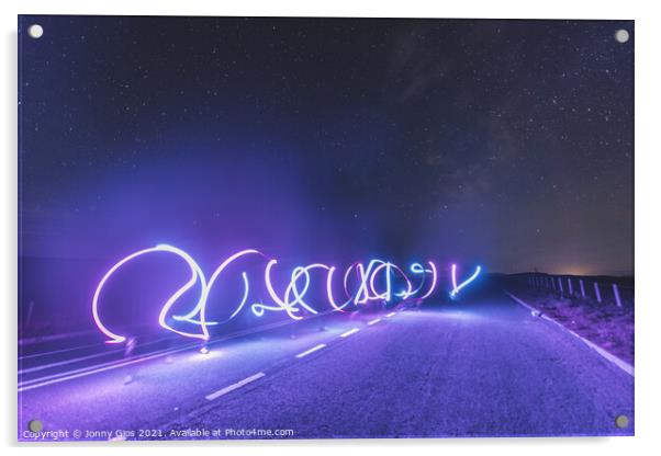 Light Painting on the Road  Acrylic by Jonny Gios