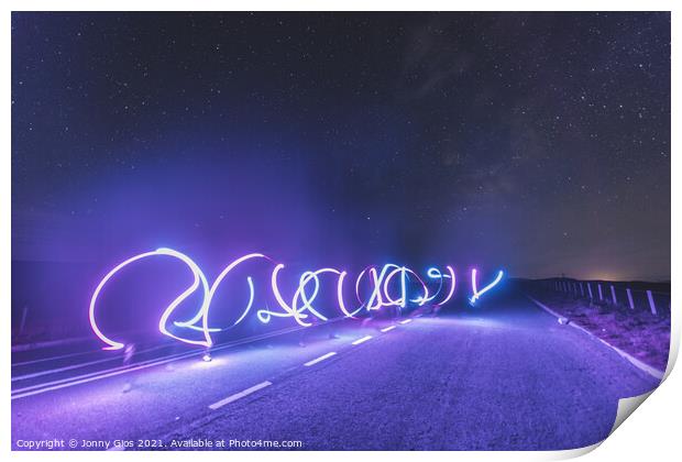Light Painting on the Road  Print by Jonny Gios