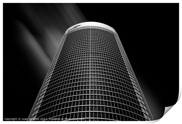 Low angle view of skyscraper against sky in Madrid Print by Juan Jimenez
