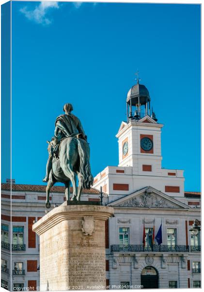 The Puerta del Sol square in Central Madrid Canvas Print by Juan Jimenez