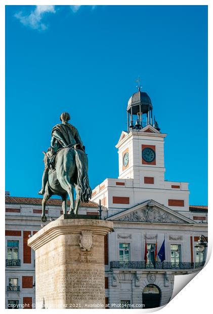 The Puerta del Sol square in Central Madrid Print by Juan Jimenez