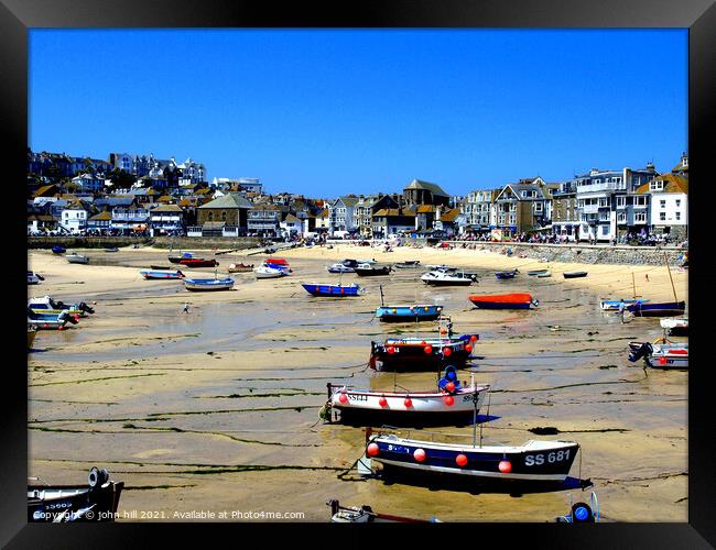 Harbour & town at St.Ives in Cornwall, UK. Framed Print by john hill