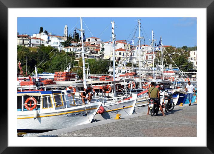 Old Port of Skiathos town on Skaithos in Greece. Framed Mounted Print by john hill