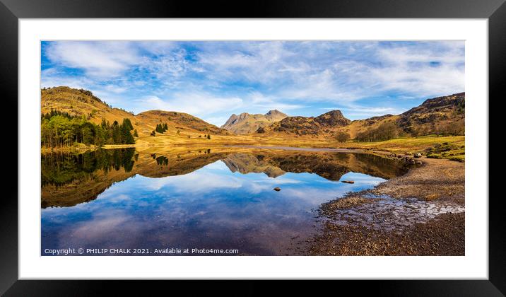 Blea tarn panorama  in the lake district Cumbria 498 Framed Mounted Print by PHILIP CHALK