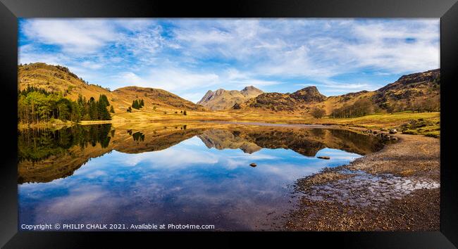 Blea tarn panorama  in the lake district Cumbria 498 Framed Print by PHILIP CHALK