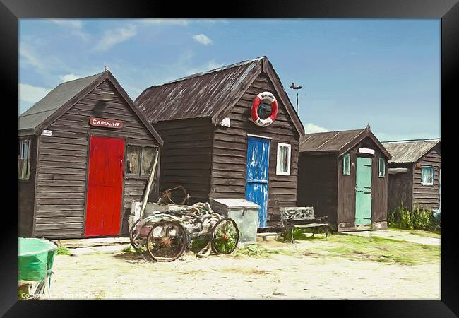 Old Fishing Huts Framed Print by Ian Merton