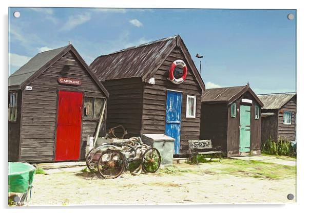 Old Fishing Huts Acrylic by Ian Merton
