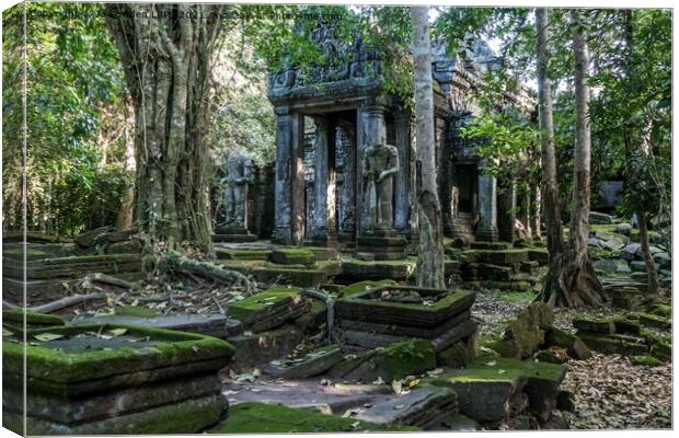 Preah Khan Temple, Cambodia Canvas Print by Jo Sowden