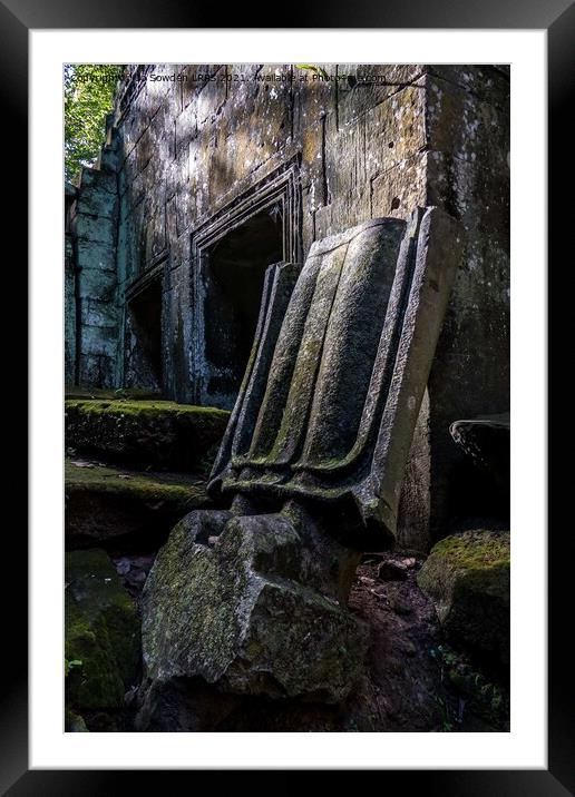 Preah Khan temple Close up, Cambodia Framed Mounted Print by Jo Sowden