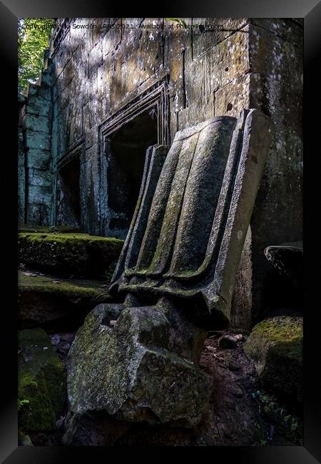 Preah Khan temple Close up, Cambodia Framed Print by Jo Sowden