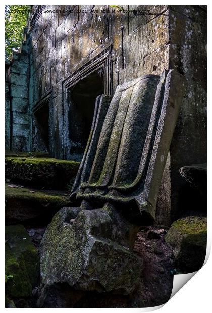 Preah Khan temple Close up, Cambodia Print by Jo Sowden