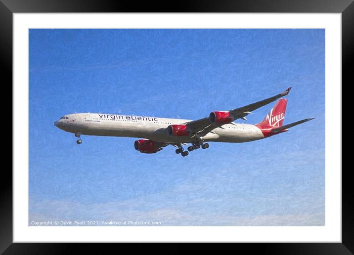 Virgin Atlantic Airbus A340 Art  Framed Mounted Print by David Pyatt
