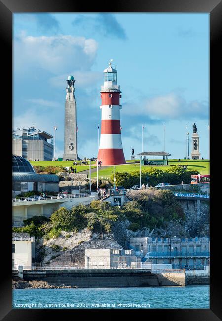 Smeatons Tower, Plymouth Hoe, Plymouth, Devon Framed Print by Justin Foulkes