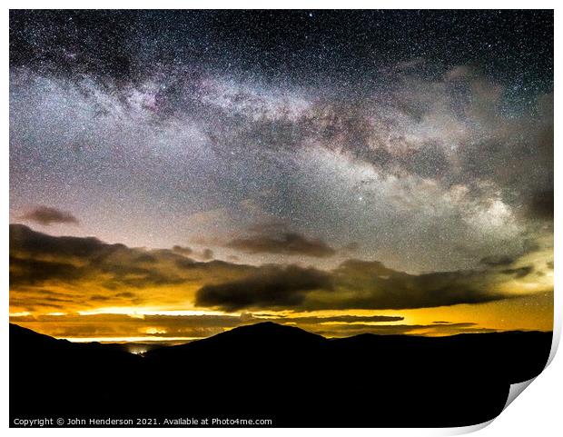 Milky Way rising over Snowdonia  Print by John Henderson