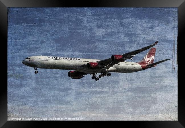 Virgin Atlantic Airbus A340 Metal Texture Framed Print by David Pyatt