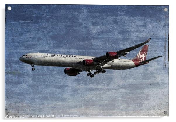 Virgin Atlantic Airbus A340 Metal Texture Acrylic by David Pyatt