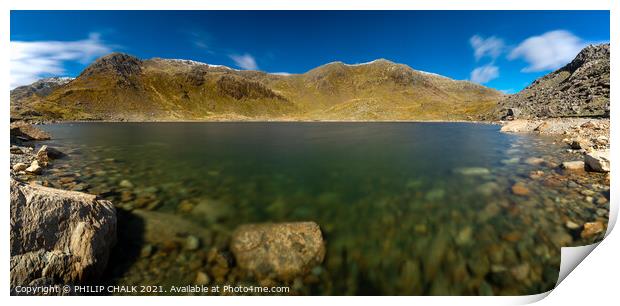 Levers water panorama in the  lake district with snow on the tops 500 Print by PHILIP CHALK