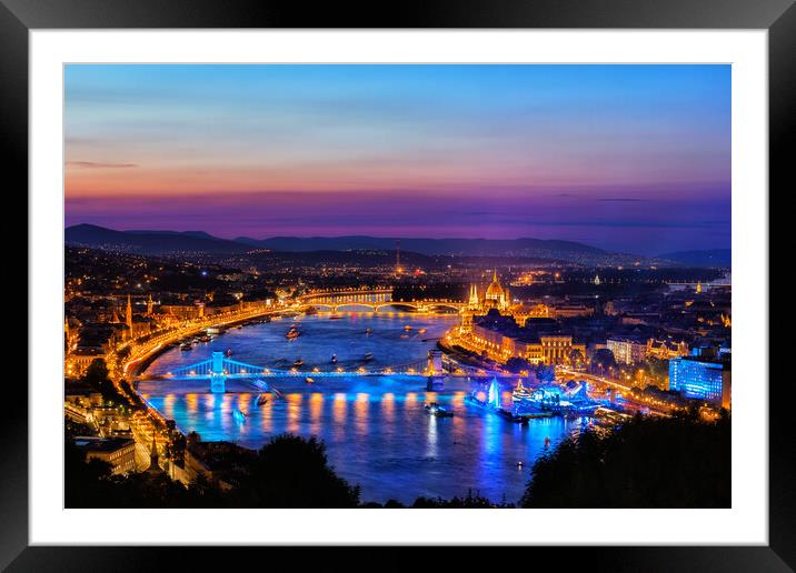 Budapest City At Blue Hour Framed Mounted Print by Artur Bogacki