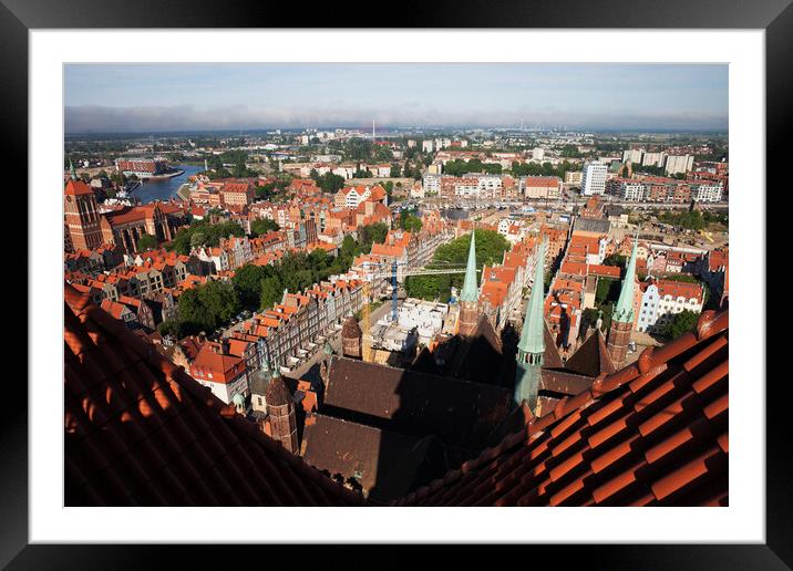 Gdansk City Cityscape From St Mary Church Framed Mounted Print by Artur Bogacki