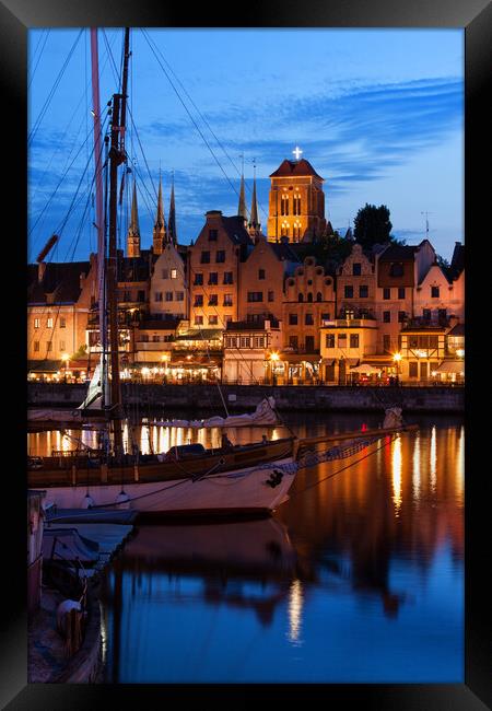 Old Port City of Gdansk at Twilight Evening Framed Print by Artur Bogacki