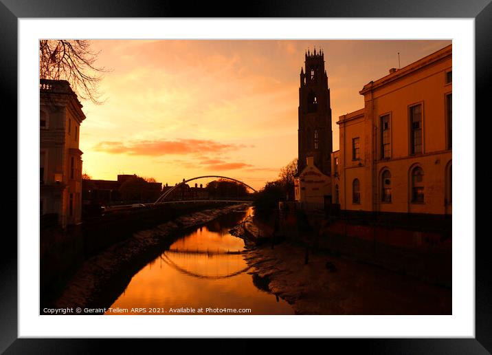 Boston Stump and the Haven at dusk, Lincolnshire, UK Framed Mounted Print by Geraint Tellem ARPS