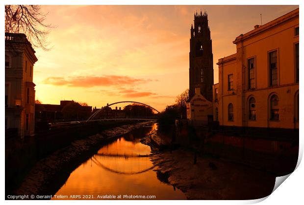Boston Stump and the Haven at dusk, Lincolnshire, UK Print by Geraint Tellem ARPS