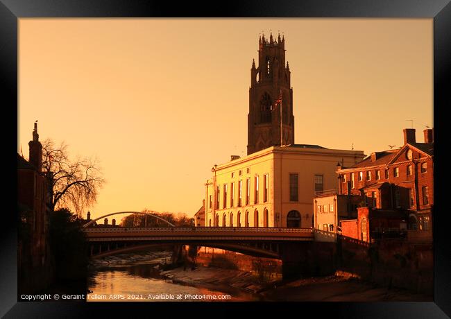 Boston Stump and the Haven at dusk, Lincolnshire, UK Framed Print by Geraint Tellem ARPS