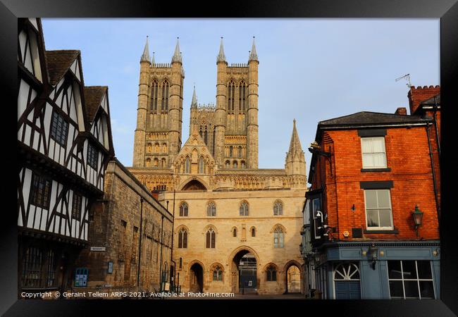 Lincoln Cathedral, West front, Lincolnshire, UK Framed Print by Geraint Tellem ARPS