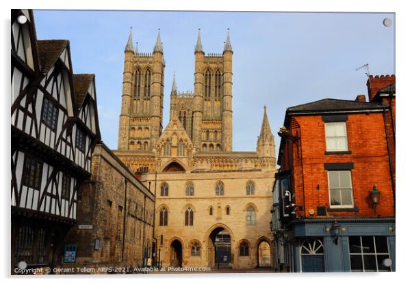 Lincoln Cathedral, West front, Lincolnshire, UK Acrylic by Geraint Tellem ARPS