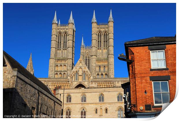 Lincoln Cathedral, West front, Lincolnshire, UK Print by Geraint Tellem ARPS