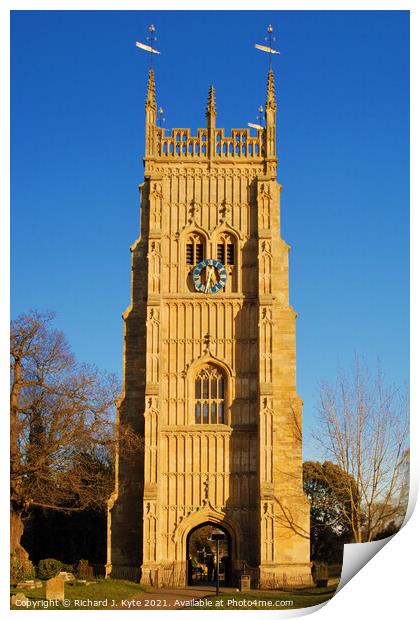 Evesham Bell Tower. Worcestershire Print by Richard J. Kyte