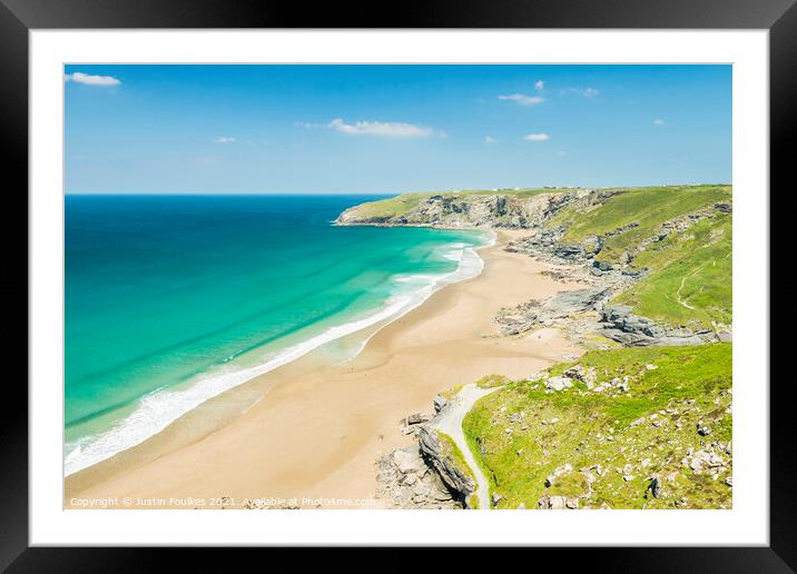 Trebarwith Strand, near Tintagel, Cornwall Framed Mounted Print by Justin Foulkes
