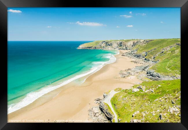 Trebarwith Strand, near Tintagel, Cornwall Framed Print by Justin Foulkes