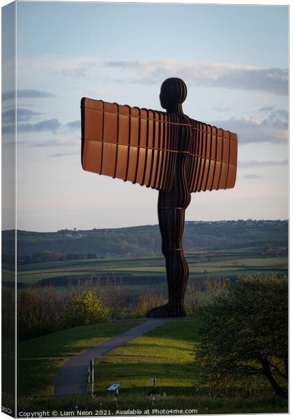 Golden Wings, Angel of the North Canvas Print by Liam Neon