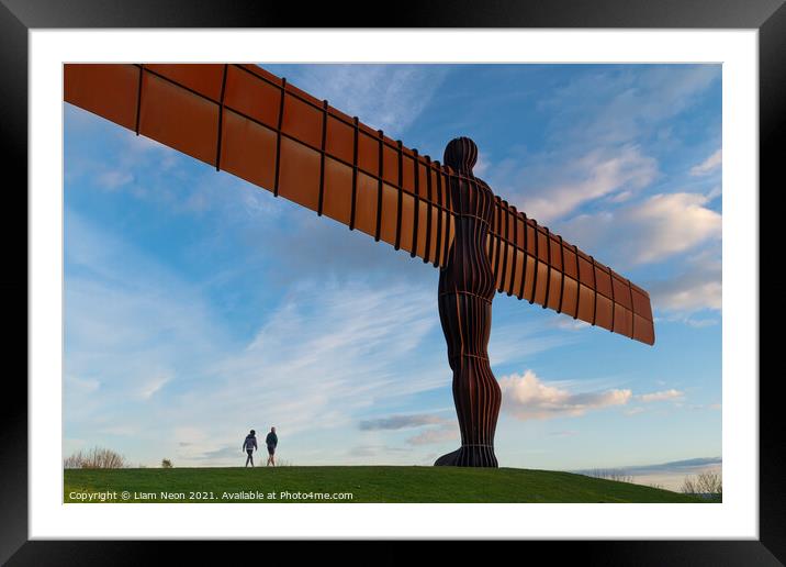 A walk to the Angel of the North Framed Mounted Print by Liam Neon