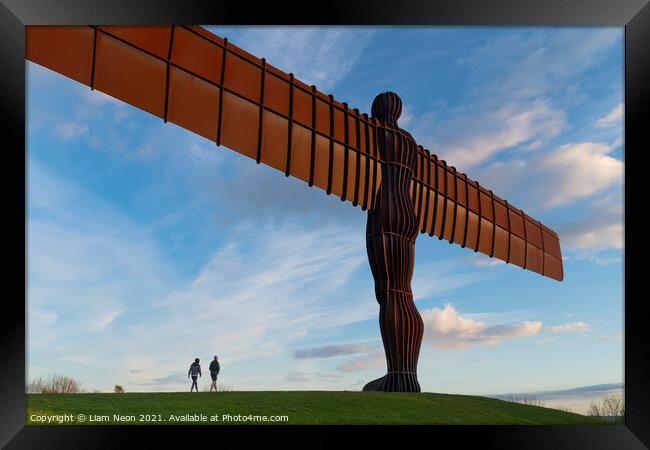 A walk to the Angel of the North Framed Print by Liam Neon
