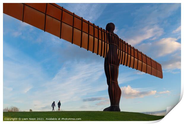 A walk to the Angel of the North Print by Liam Neon