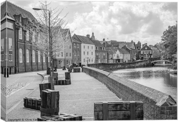 The historic Quayside along the River Wensum, Norwich Canvas Print by Chris Yaxley