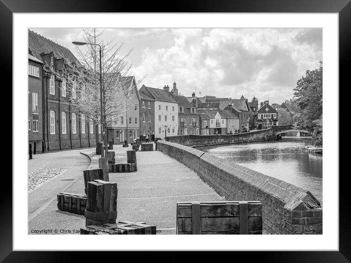 The historic Quayside along the River Wensum, Norwich Framed Mounted Print by Chris Yaxley