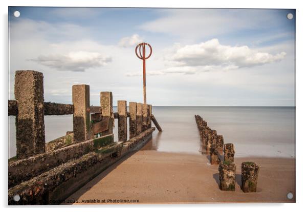 Tranquil Coastal Beach Scene  - Aberdeen Scotland Acrylic by Iain Gordon