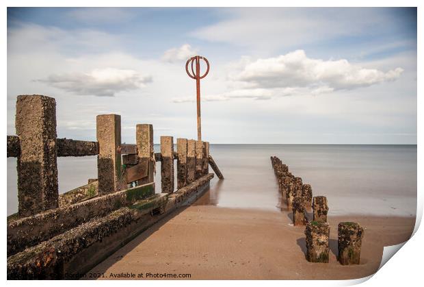 Tranquil Coastal Beach Scene  - Aberdeen Scotland Print by Iain Gordon