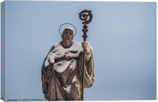 Saint Benedict of Nursia Statue on Sonntagberg in the Mostvierte Canvas Print by Dietmar Rauscher