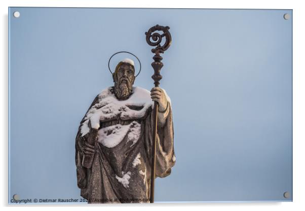 Saint Benedict of Nursia Statue on Sonntagberg in the Mostvierte Acrylic by Dietmar Rauscher