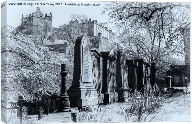 Edinburgh Castle from St Cuthbert Kirkyard #1 mono Canvas Print by Angus McComiskey