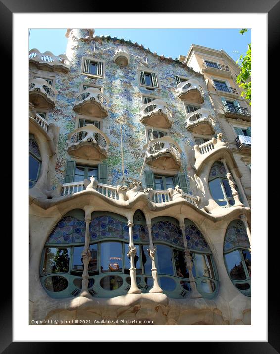 Casa Batllo at Barcelona in Spain. Framed Mounted Print by john hill