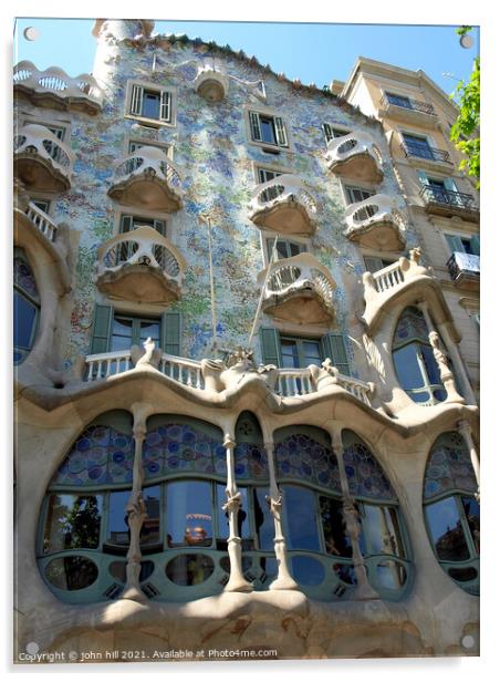 Casa Batllo at Barcelona in Spain. Acrylic by john hill