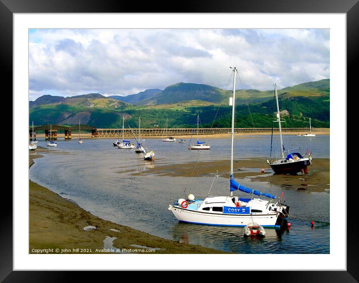 Barmouth and Cader Idris in Wales. Framed Mounted Print by john hill
