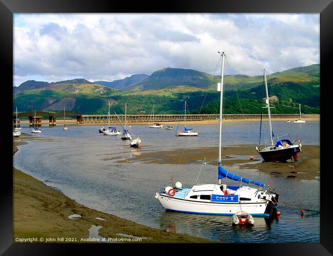 Barmouth and Cader Idris in Wales. Framed Print by john hill