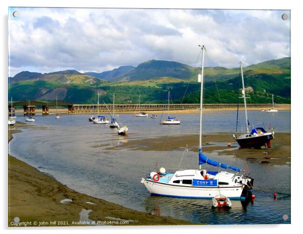 Barmouth and Cader Idris in Wales. Acrylic by john hill